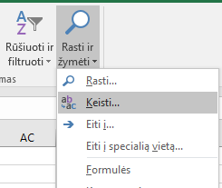 Juostelės komanda Pakeisti