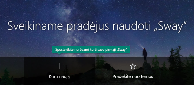 Naujo mygtuko kūrimas puslapyje Mano „Sway“