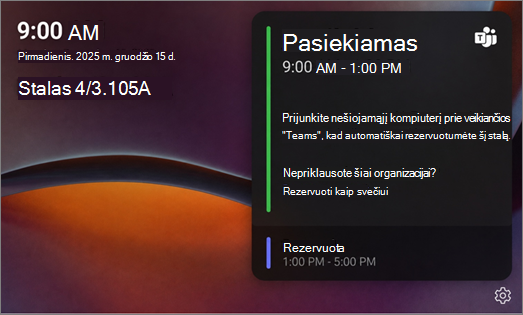 Desk Hub available screen