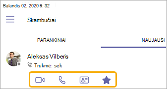 Įtraukti parankinį iš naujausio ekrano