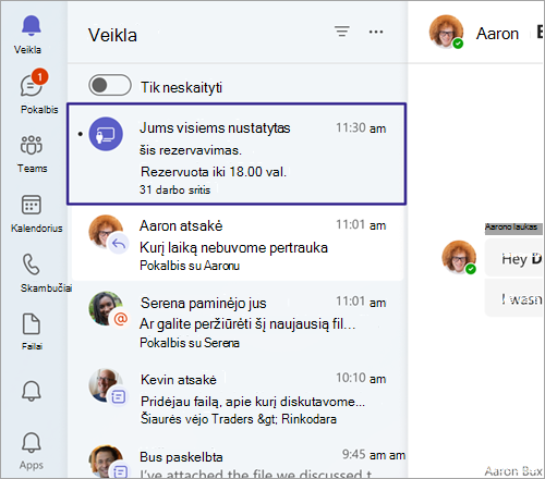 Ekrano kopija, kurioje rodomas rezervuojamos darbo vietos rezervacijos patvirtinimas 