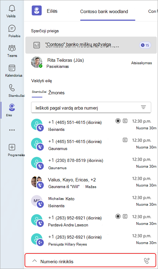 Ekrano nuotrauka, kurioje matoma, kur rasti numerio rinkiklį