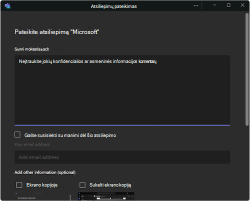 Dialog box for giving feedback