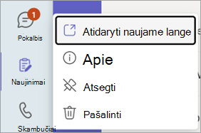 Atidarykite Naujinimai naujame lange