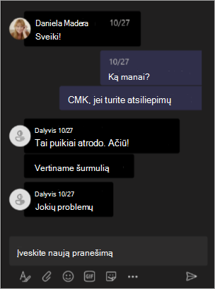 Ekrano kopija, kurioje rodomas organizatoriaus rodinys, kai vardai yra paslėpti 