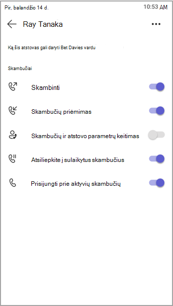 Peržiūrėti atstovų teises.