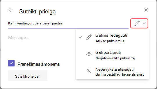 Paveikslėlis su paryškinta redagavimo piktograma, kad būtų galima valdyti prieigą prie įrašymo.