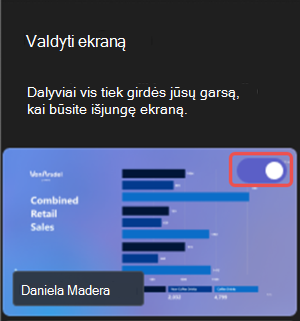 Ekrano nuotrauka, kurioje rodoma, kaip bendrinti matomą turinį 