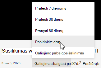 Įrašymo galiojimo laiko meniu