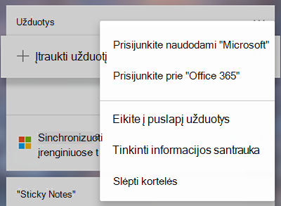 Ekrano kopija, kurioje rodoma parinktis Prisijungti naudojant 