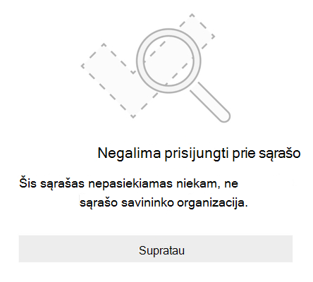 Sąrašo bendrinimo klaidos pranešimas iš 