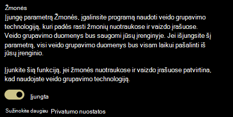 Rodo įjungimo ir išjungimo jungiklį People parametrui.