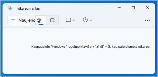 Iškarpų įrankio sąsaja sistemoje 