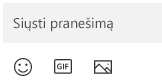 Po pranešimo lauku yra mygtukai, skirti 