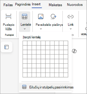 Eilučių ir stulpelių žymėjimas