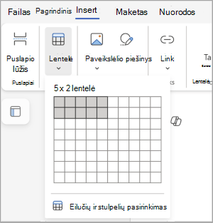 Lentelės įterpimas