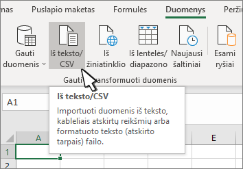 Selecting Text/CSV from the Data tab