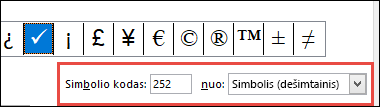 Laukas nuo nurodo, kad tai yra ASCII simbolis