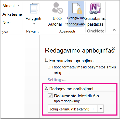 Apriboti redagavimą Leisti tik
