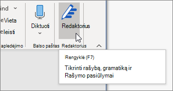 Skirtuke Pagrindinis pasirinkite Redaktorius arba paspauskite F7, kad atidarytumėte rengyklės sritį.