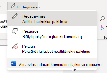 Atidaryti naudojant kompiuterio taikomąją programą