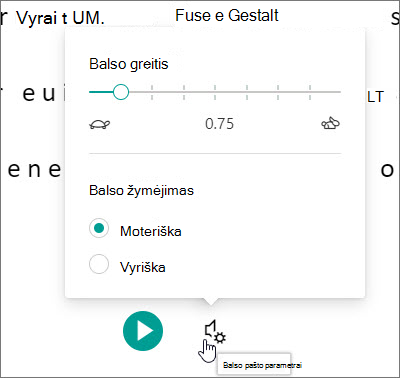 Įtraukianti skaitytuvė balso parametrai