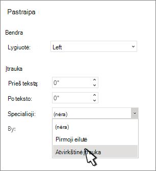Atvirkštinės įtraukos pasirinkimas