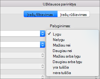 Click the Comparison options you want to set