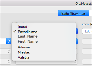Click the field you want to filter by