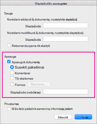 Protection section is highlighted