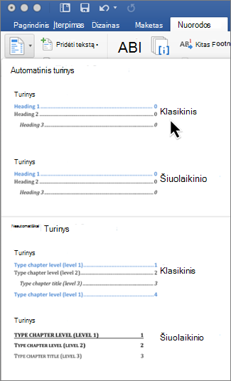 On the References tab, click Table of Contents, and then select an Automatic Table of Contents style from the gallery