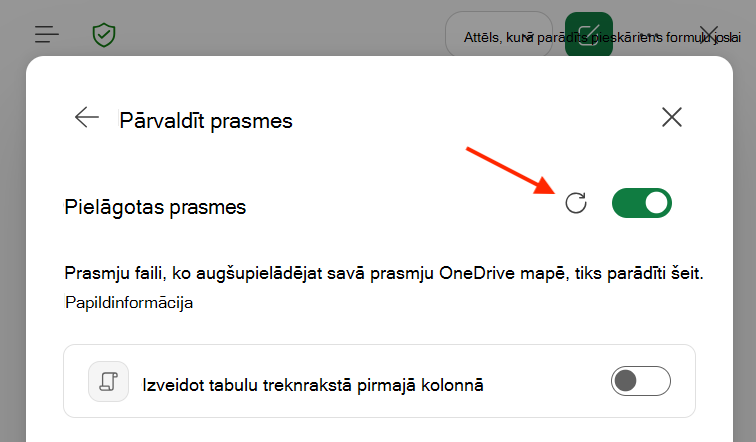 Ekrānuzņēmums ar Copilot programmā Excel pielāgoto prasmju dialogu ar iezīmētu pogu Atsvaidzināt.