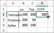 Cursor resting on fill handle