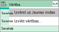 JSON saraksta izvēršana