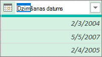 Kolonnas galvenes pārdēvēšana