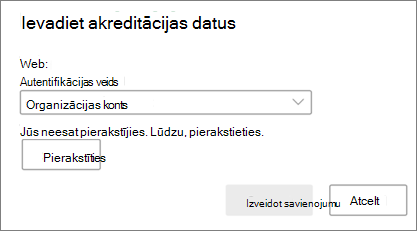SharePoint akreditācijas datu uzvedne Mac datorā