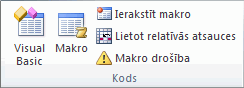 Ekrānuzņēmums, kurā redzama cilnes Izstrādātājs grupa Kods.