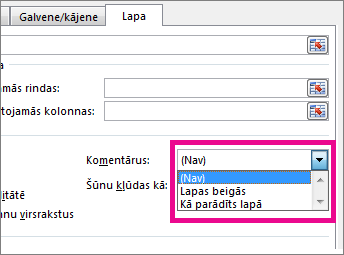 Cilnē Lapa izvēlieties opciju Komentāri