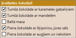 Izvēles rūtiņu paraugi
