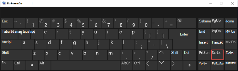 ekrāna tastatūra līdzeklim Win 10