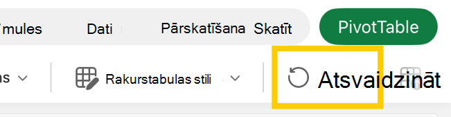 iPad lentes poga Rakurstabulas atsvaidzināšana.