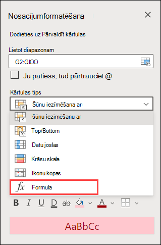 Atlasiet formulas kārtulu