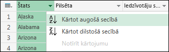 Atlasiet kārtošanas secību
