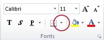 Poga Apmales grupā Fonts
