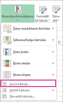 Cilnes Sākums poga Nosacījumformatējums