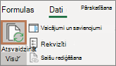 Peles rādītājs virs pogas Atsvaidzināt visu