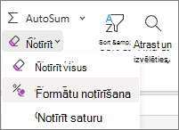Ekrānuzņēmums ar formātu notīrīšanu grupā Rediģēšana.