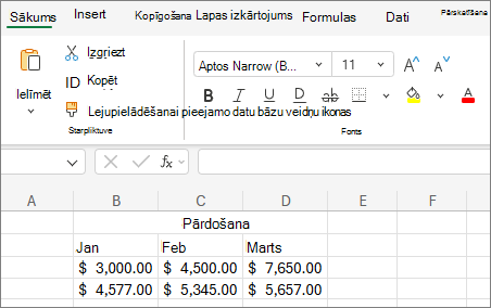 Ekrānuzņēmums ar lejupvērsto sarakstu Izvēlēties citu fonta lielumu.