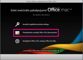 Office for Mac home installation page where you sign in to an existing Office 365 subscription.