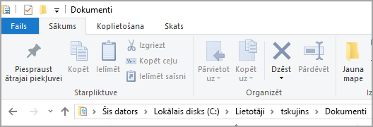 Mapes Dokumenti noklusējuma atrašanās vieta